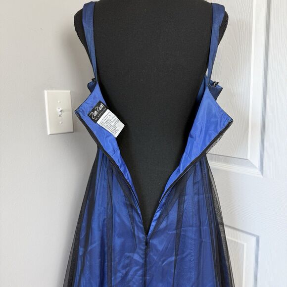 Vtg Y2K Babydoll Dress 11/12 Blue Black Mesh Bead Rhinestone Fairy Goth Whimsy - Picture 10 of 13